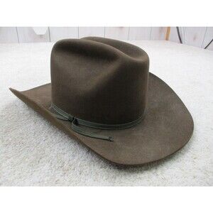 VINTAGE Thoroughbred Hat Mens 7 Brown Bullrider Cowboy Pedigree Rodeo USA *